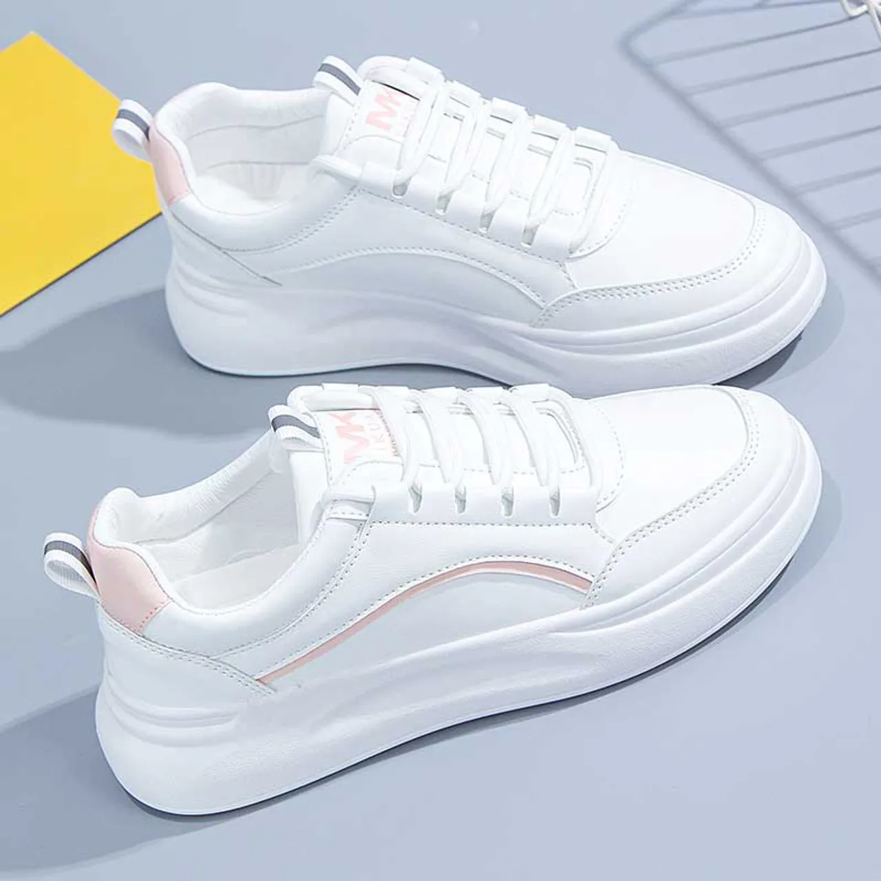 White pink stripe lace up shoe sneaker 2662