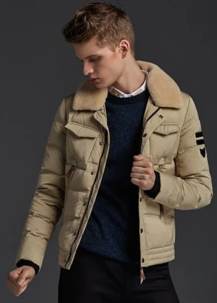 Winter Jacket with Shearling wool collar for men