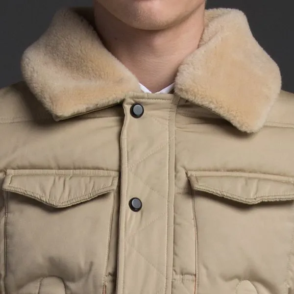 Winter Jacket with Shearling wool collar for men