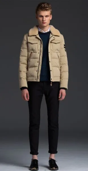 Winter Jacket with Shearling wool collar for men