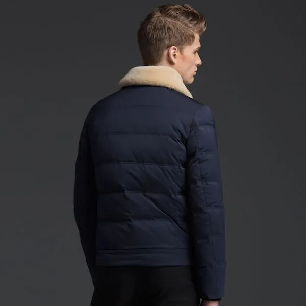 Winter Jacket with Shearling wool collar for men