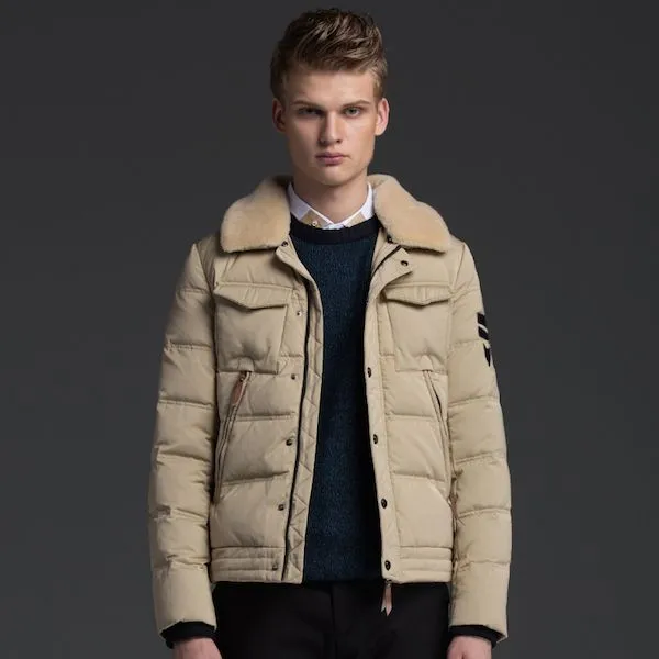 Winter Jacket with Shearling wool collar for men