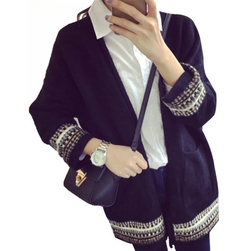 Women's Casual Long Cardigan Casual Ladies Slim Pocket Bat Sleeve Sweater S66 SM6