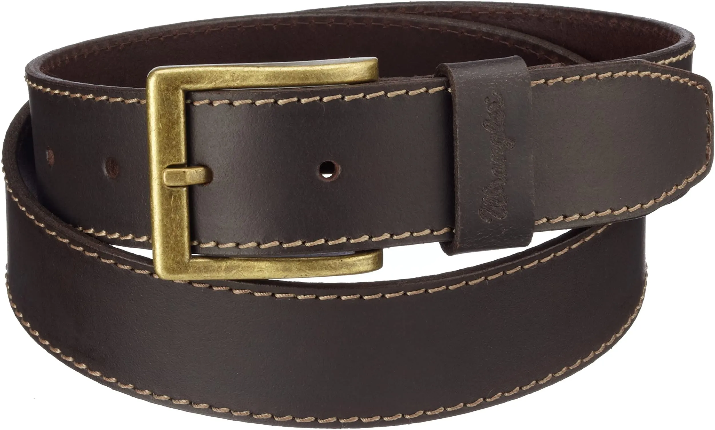 Wrangler Stitched Leather Belt Brown