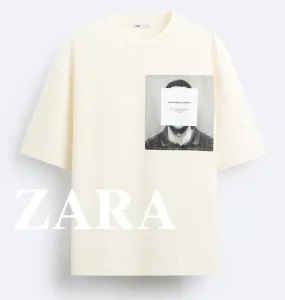 ZARA  |Street Style Short Sleeves Logo T-Shirts