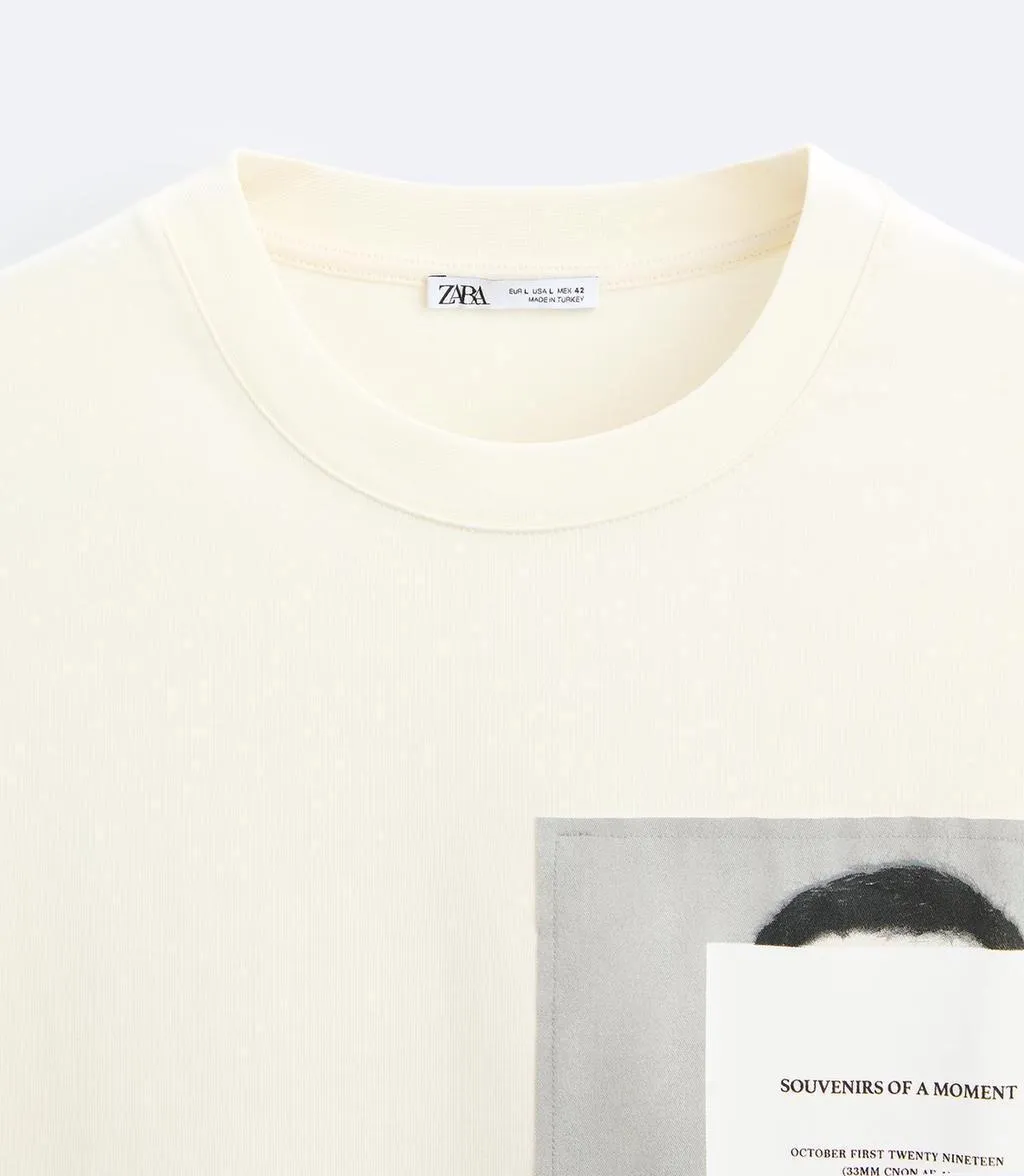 ZARA  |Street Style Short Sleeves Logo T-Shirts